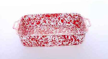Crow Canyon Lasagna Pan Enamelware, Red Marble